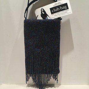 BLUE BEADED PHONE BAG
